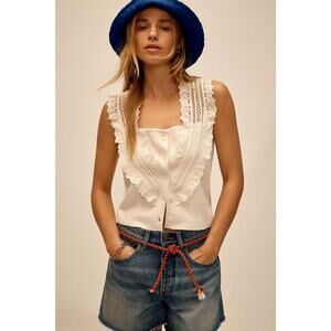 Pilcro Crafted Bib Sweater Tank Ivory Size Large